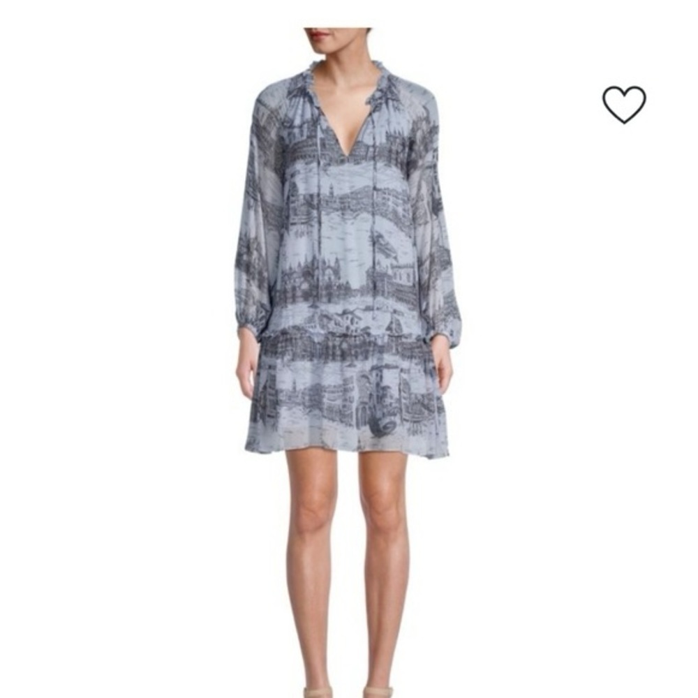 Derek Lam - Pale Blue & Black Toile Print Chiffon Dress Sz 8